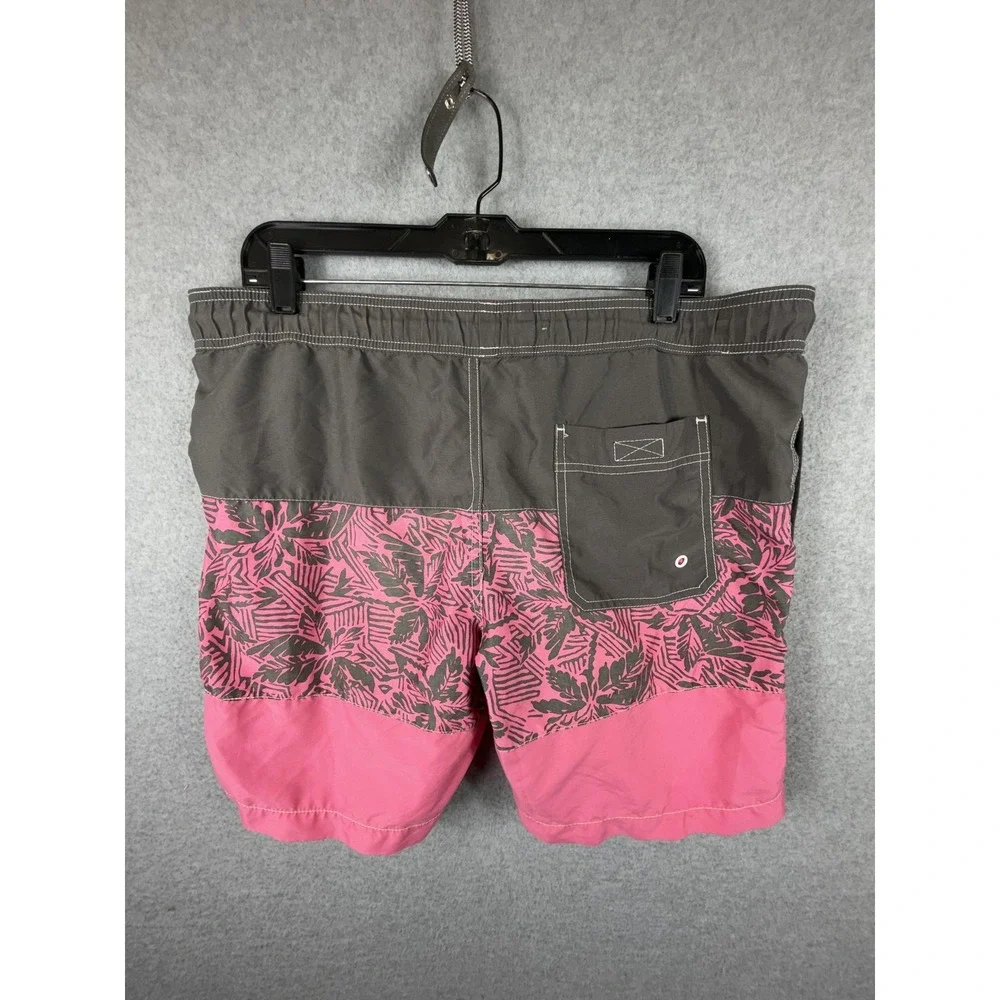 Aeropostale‎ Shorts Mens Medium Pink Gray Tropical Floral Swim Trunks Drawstring